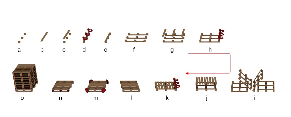 European pallet processing steps