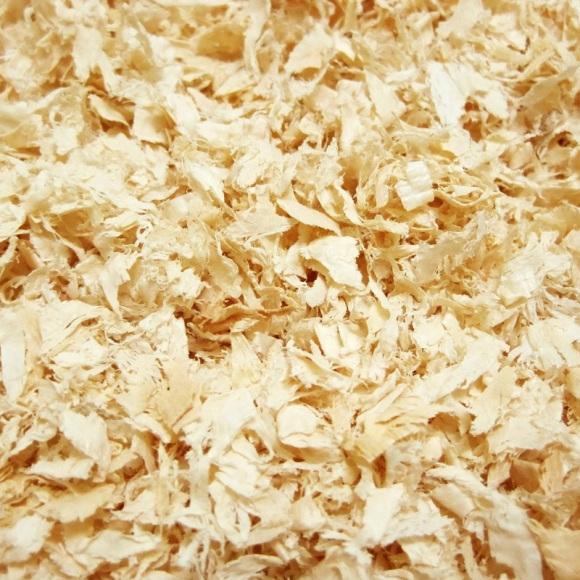 Sawdust after drying in a tumble dryer