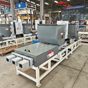 three head wood pallet block machine